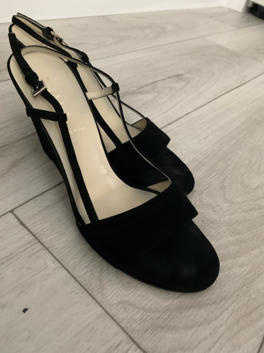 Prada Black Suede Slingback Open-Toe Heels - Picture 3 of 9